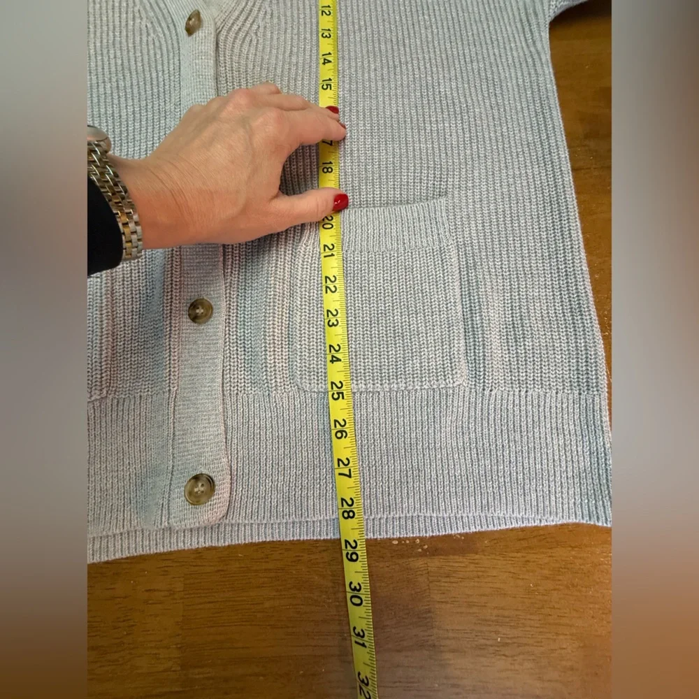 J.Crew Women's Gray Cotton Cardigan Sweater L - Picture 5 of 6